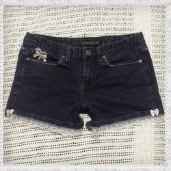 coquette blue belle denim shorts