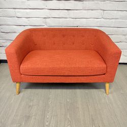 Orange MCM Style Modern Low Loveseat Couch