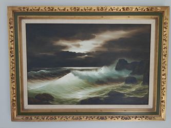 Framed Seascape Oil Painting on Canvas