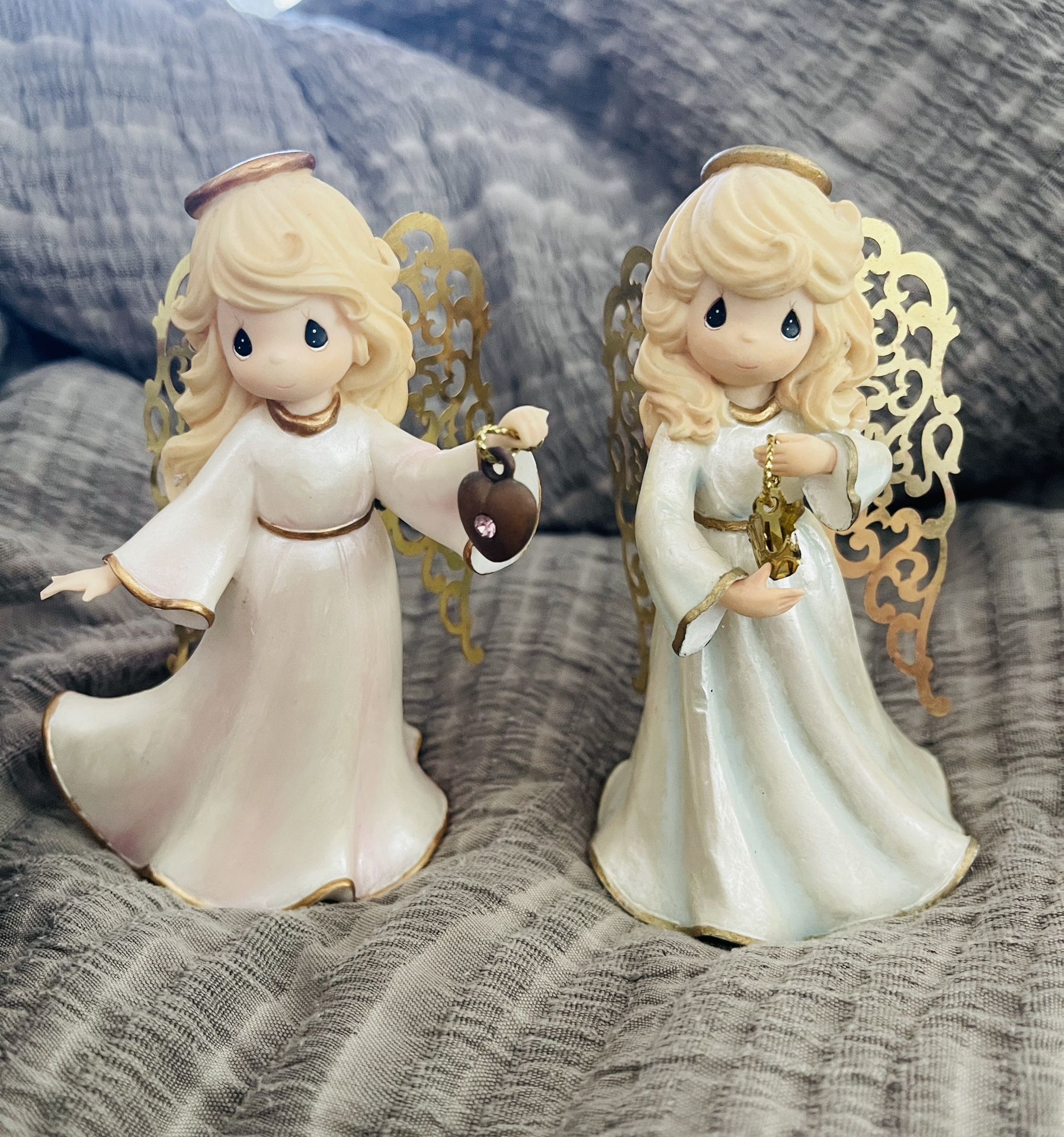 Precious Moments Angel Of Peace & Angel Of Love Figures