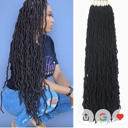 Soft Faux Loc Crotchet Hair, Pre Loop Braid Crotchet Hair, 7 packs of #1B 26”