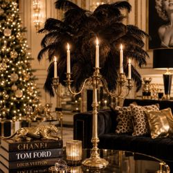 ✨ One-of-a-Kind Hollywood Regency Ostrich Plume Candelabra ✨