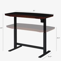 NEW IN BOX: 55” Glass & Cherry Standing Desk