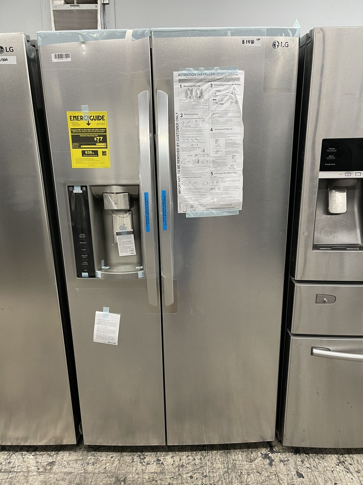 LG Side By Side In Stainless Steel New Open Box Coubter Depth 