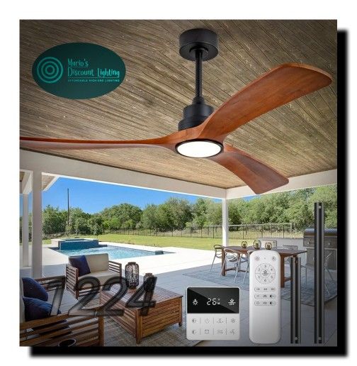 OMYU 52 inch Ceiling Fans with Lights and Remote Control,Wall Switch,Solid Wood Blades,