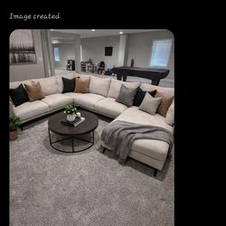 Macys LargeFabric and Leather  Sectional with chaise