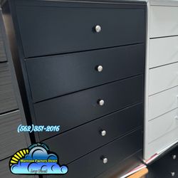 Black Comp Five Drawer Dresser Chest New Cajonera 