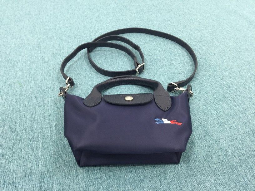 LongChamp Le Pliage Tres Paris Navy Mini pouch with Shoulder Strap