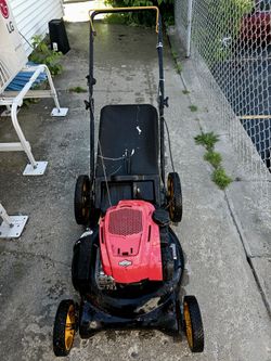 Cheap running lawnmower with bag (not pretty but it works)