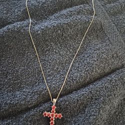 Garnet Cross Pendant
