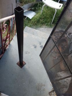 Heavy duty metal stand black steel with 4 holes on the base, 3' tall x 4x 4" base and 1 3/4" sides.