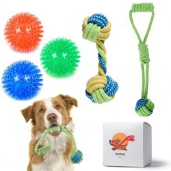 Dog Toys Variety Packs Spikey Balls, Rope Toys, For Hard Chewers