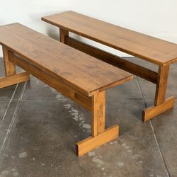 1970s Solid Beech Wood Benches