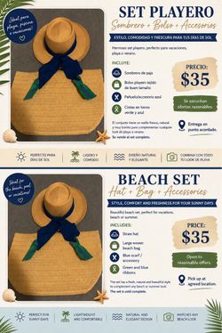 🌴☀️ Beautiful beach set, perfect for vacations, the beach, or summer.