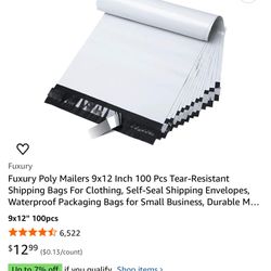 Fuxury Poly Mailers 9x12 Inch 100 Pcs Tear-Resistant Shipping Bags