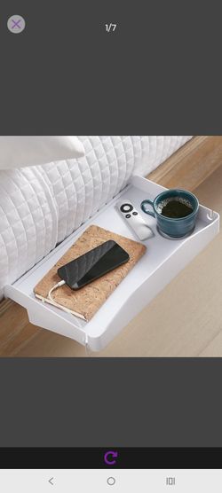 Modern Innovations Bedside Shelf for Bed, College Dorm Room, Bunk Bed Shelf/Caddy for Top Bunk, Clip On Nightstand Tray with Cord and Cup Holder for T