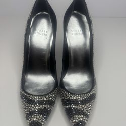 Stuart Weitzman Black And Silver Rhinestone Heels Size 6M
