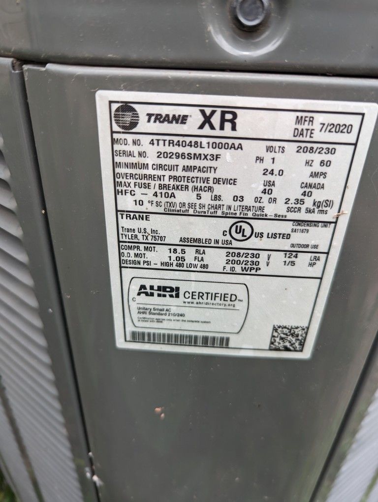 Trane xr 4 ton complete ac heater unit for sale in houston tx offerup