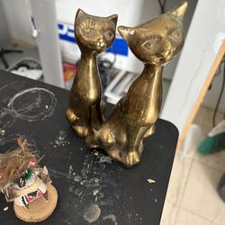 Brass Antique Cats