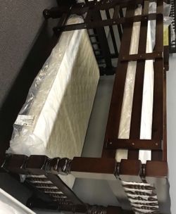 3 PC (Bunk bed, 2 x 10" Hybrid Medium mattress) Emma Cherry Twin over Twin Bunk Bed