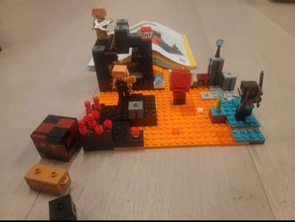 LEGO Minecraft The Nether Bastion Set, 21185 and incomplete 21273 The Ghast Balloon Village Attack