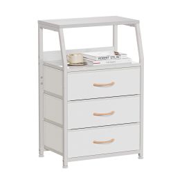 Wood Nightstand Side End Table with Fabric Drawer Size Length 16", Width 12", Height 28"  New Condition