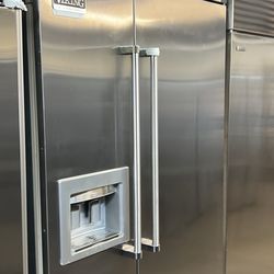 Viking 48”Wide Built In Stainless Steel Side By Side Refrigerator 