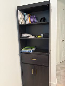 Modern 71" Tall Bookshelf & Storage Cabinet with Drawer and Doors (2 pieces)