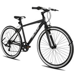 Hiland Flow | 700C Unisex Hybrid Bike 7 Speeds Road Bicycle Black