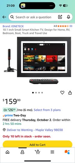 10.1 inch Small Smart Kitchen TV