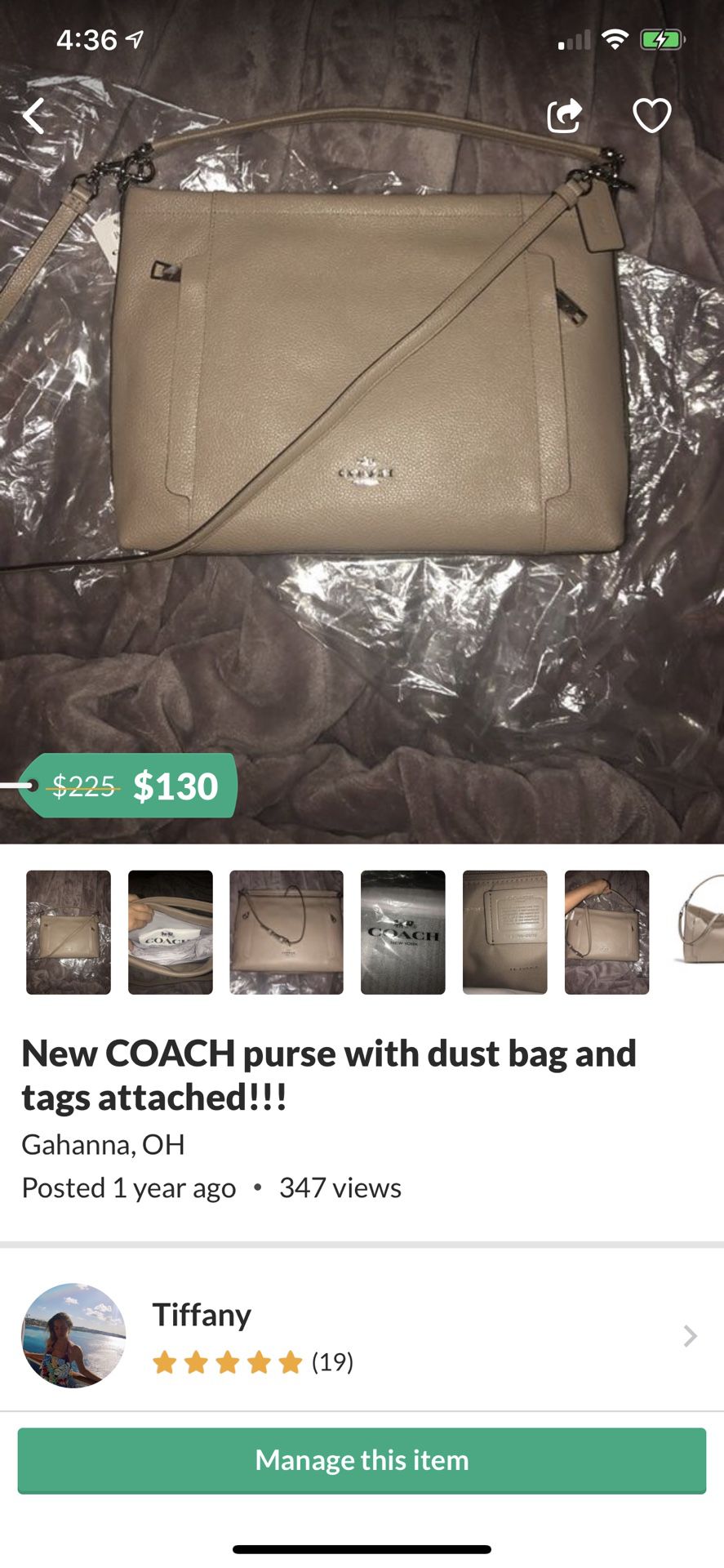 New COACH purse with dust bag and tags attached!!!