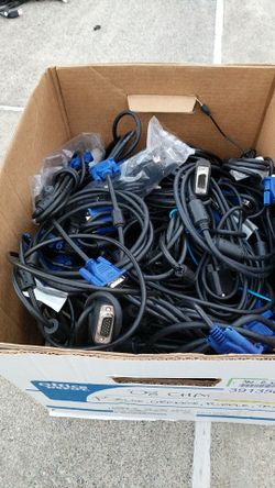 Box full of used and new VGA cables. 6 foot length and some others.