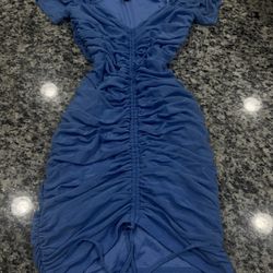 windsor blue ruched dress 