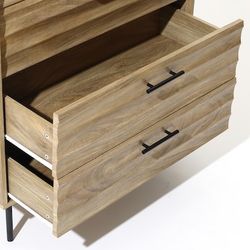 NEW Brown Fir WAVY TEXTURE Drawer Fronts, Black Metal Legs & Handles – 4-Drawer Dresser