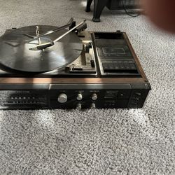 vintage Sanyo stereo console with Albums 