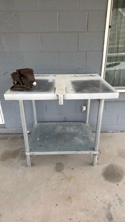 heavy-duty stainless steel work table and press