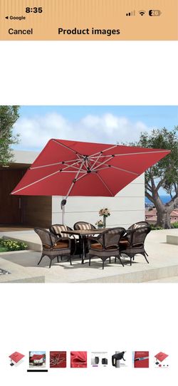 PURPLE LEAF 9' X 11' Patio Umbrella Outdoor Rectangle Umbrella Large Cantilever Umbrella Windproof Offset Heavy Duty Sun for Garden Deck Pool Patio, T