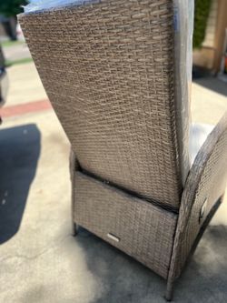 NEW PATIO RECLINING CHAIRS WITH IVORY CUSHIONS