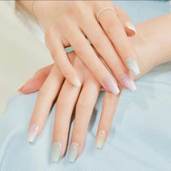 Dashing Diva Magic Press Nails Discontinued Rare Iridescent Pearl Shimmer Coffin