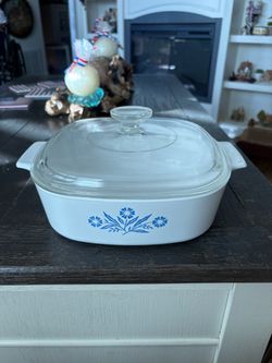 Vintage Corning Ware A-2-B 2 Qt Casserole Dish with Glass Lid, Blue Floral Corningware