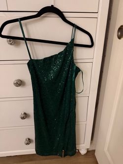 Green Sequin One-Shoulder Mini Dress