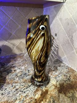 Blown Glass Fish Vase