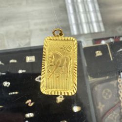 24kt Solid Chinese Lucky Horse Zodiac Gold Pendant