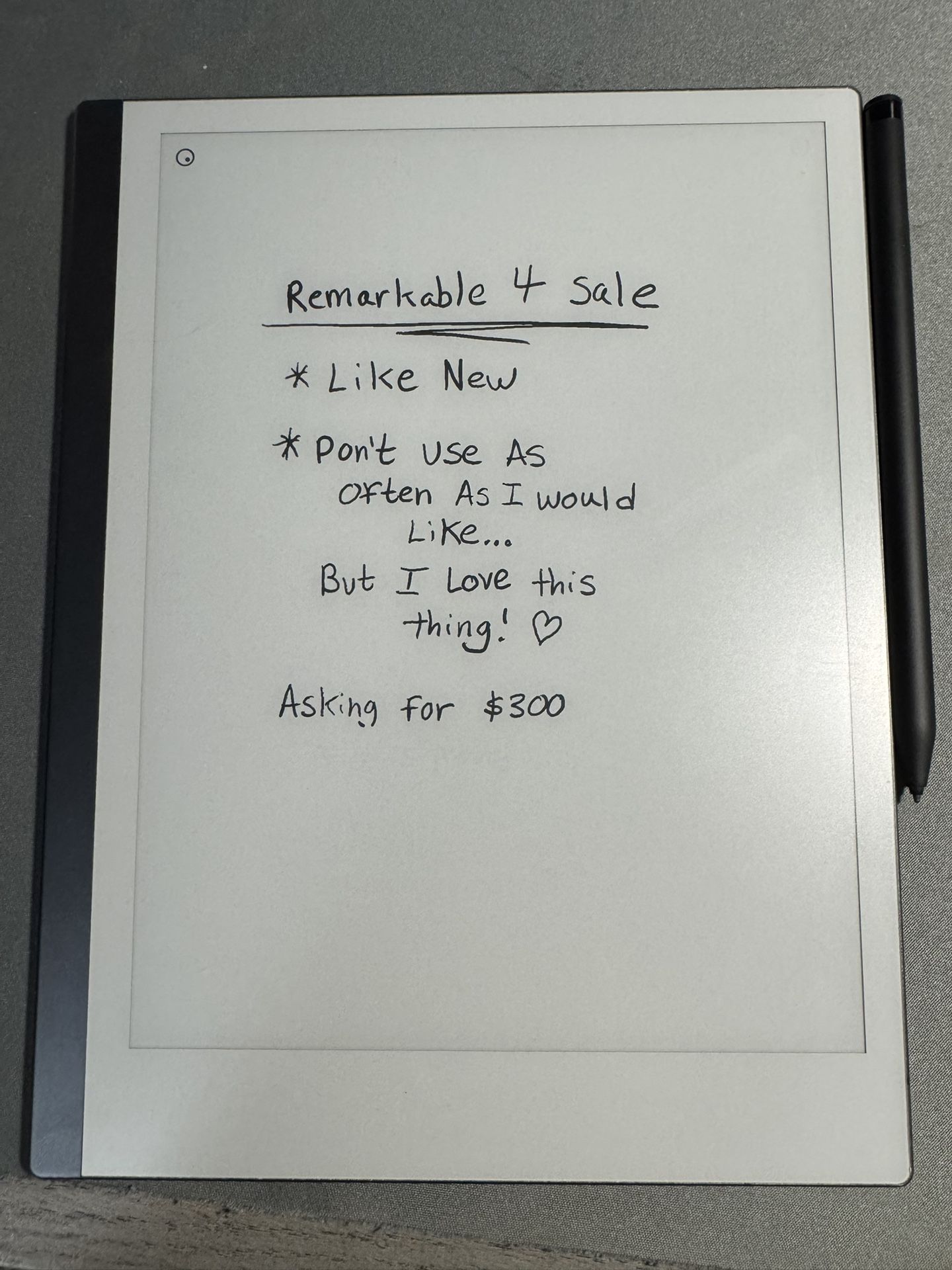 reMarkable 2 Tablet + Marker Pen – Like New Condition