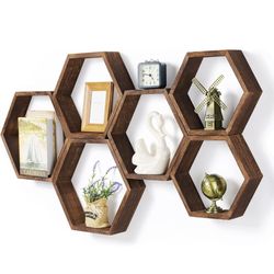 Hexagon floating shelves- set of 6