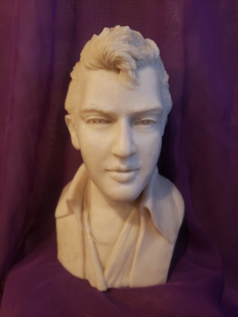 Head Resin Statue Mini 6.5"Bust Sculpture "ELVIS" Signed Marka. N