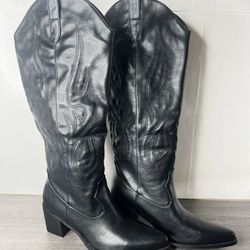 Pasuot Western Cowboy Boots for Women - Knee High Wide Calf 