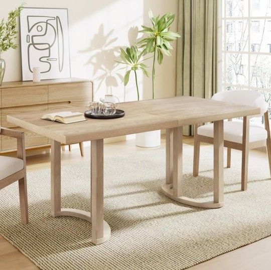 New Farmhouse Modern Kitchen Dining Table with U-Shaped Legs