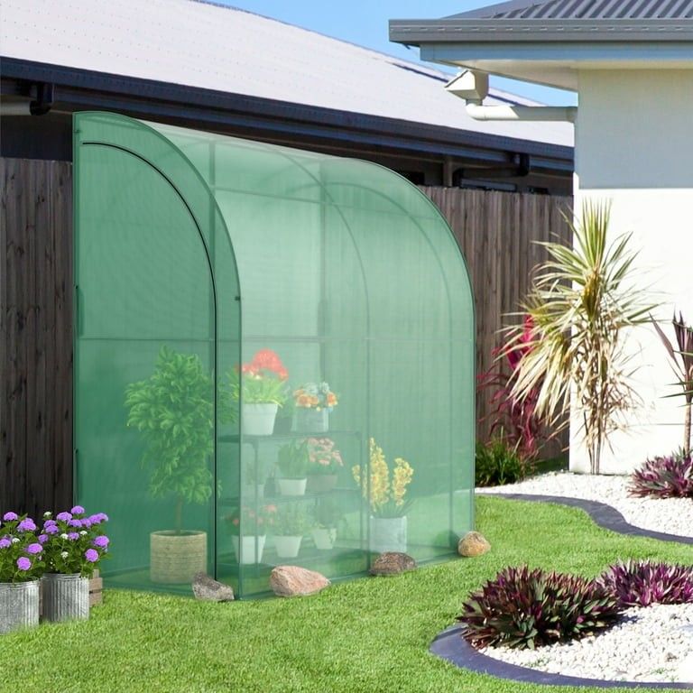 Greenhouse Portable Wall House with Green PE Cover and Shelf
