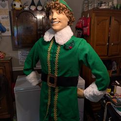 LIFESIZE BUDDY THE ELF ANIMATED TALKING CHRISTMAS FIGURE ANIMATRONIC - 6'5" TALL